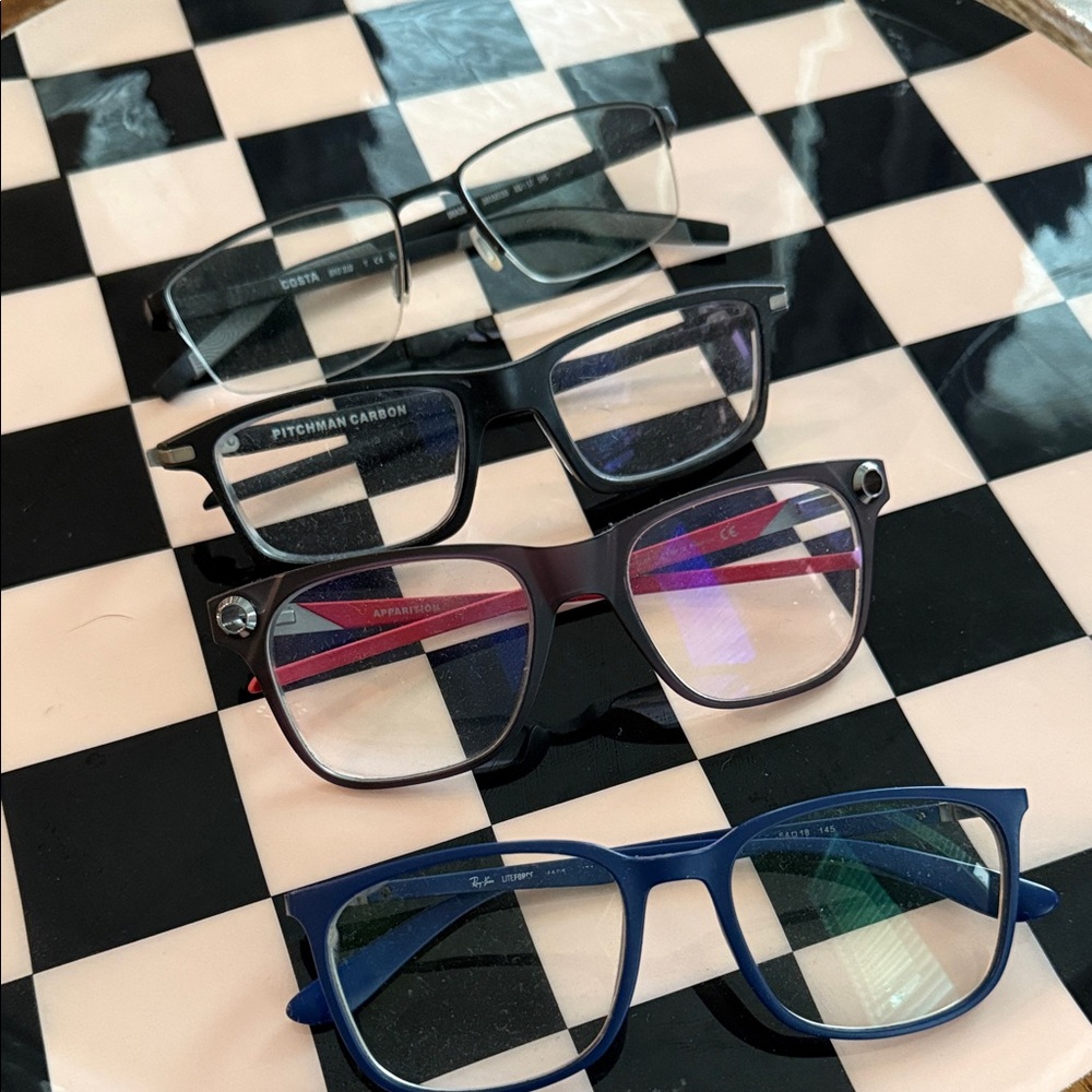 Ray Ban Oakley Lot of Eyeglasses Trio in Black, Red, and Blue